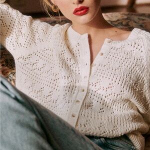 Sezane Cream Knit Cardigan